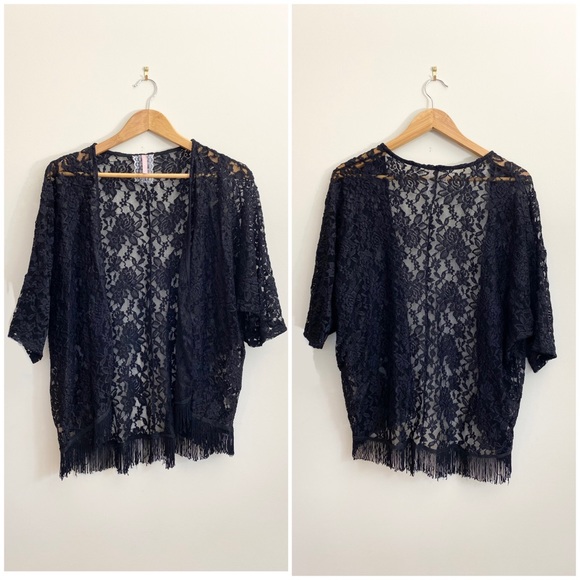 Mauve Rose Lace Jacket / Cover-up - Picture 3 of 10